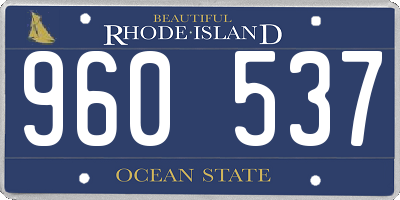 RI license plate 960537