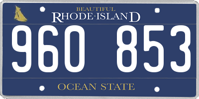 RI license plate 960853