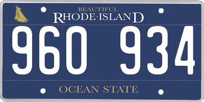 RI license plate 960934
