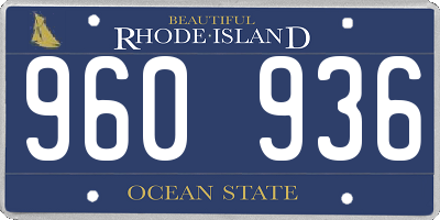 RI license plate 960936