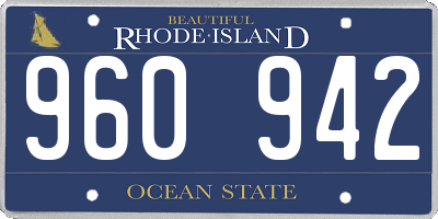 RI license plate 960942