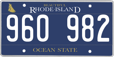 RI license plate 960982