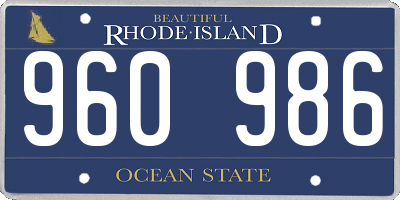 RI license plate 960986