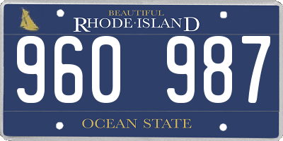 RI license plate 960987