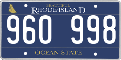 RI license plate 960998