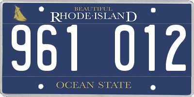 RI license plate 961012
