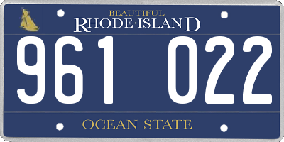 RI license plate 961022