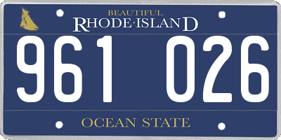RI license plate 961026