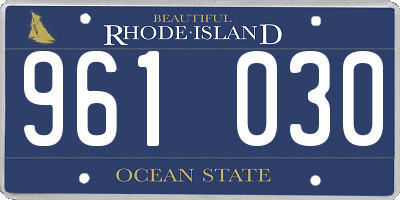 RI license plate 961030