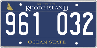 RI license plate 961032