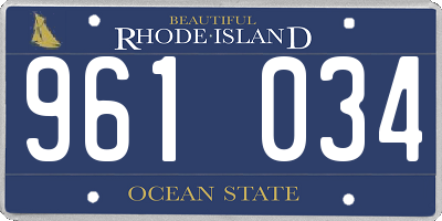 RI license plate 961034