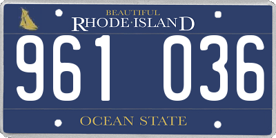 RI license plate 961036