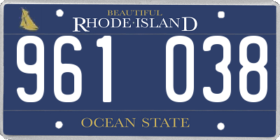 RI license plate 961038