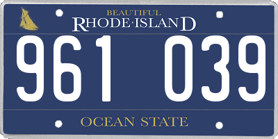 RI license plate 961039