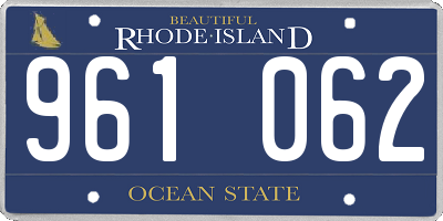 RI license plate 961062