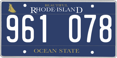 RI license plate 961078