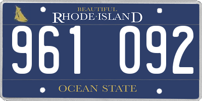 RI license plate 961092