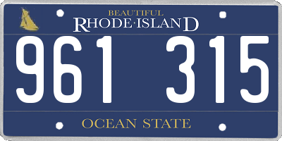 RI license plate 961315