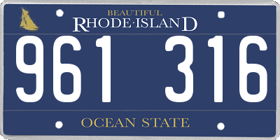 RI license plate 961316