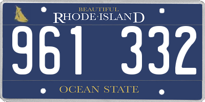 RI license plate 961332
