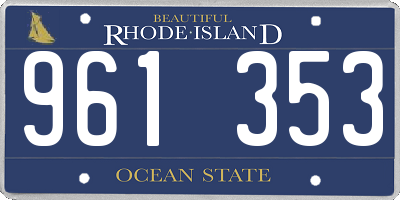 RI license plate 961353