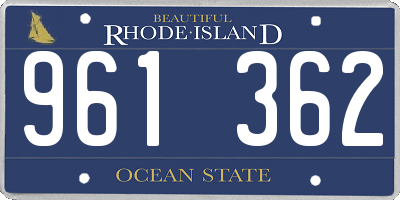 RI license plate 961362