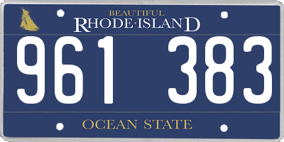 RI license plate 961383