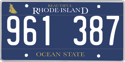 RI license plate 961387
