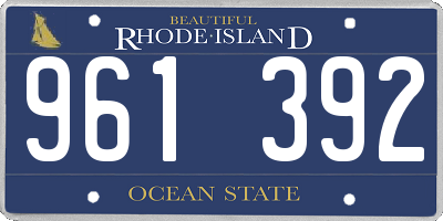 RI license plate 961392