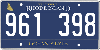 RI license plate 961398