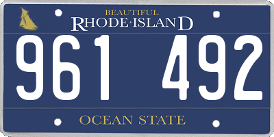 RI license plate 961492