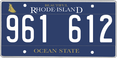 RI license plate 961612