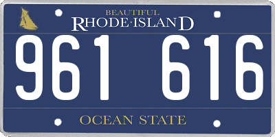 RI license plate 961616
