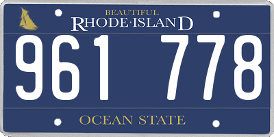 RI license plate 961778
