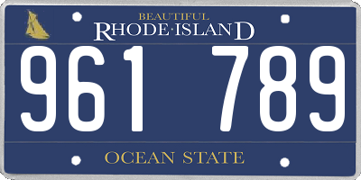 RI license plate 961789