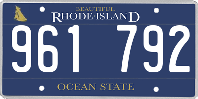 RI license plate 961792