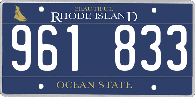 RI license plate 961833