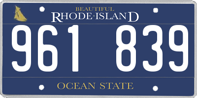 RI license plate 961839