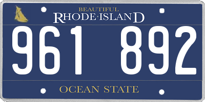 RI license plate 961892