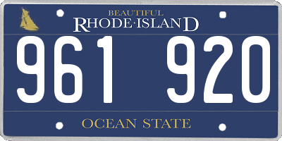 RI license plate 961920