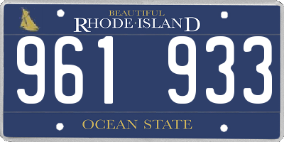 RI license plate 961933