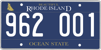 RI license plate 962001