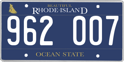 RI license plate 962007