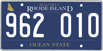 RI license plate 962010