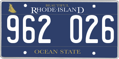 RI license plate 962026