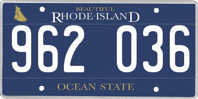 RI license plate 962036