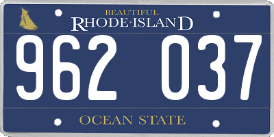 RI license plate 962037