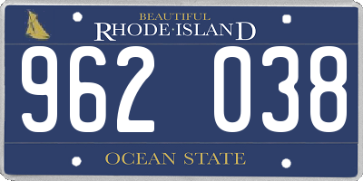 RI license plate 962038