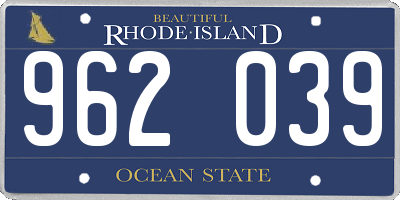 RI license plate 962039