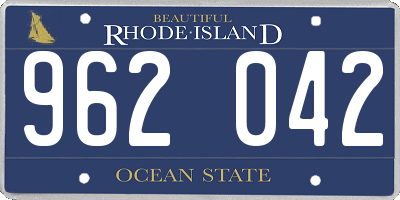 RI license plate 962042
